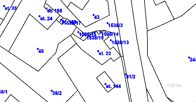 Parcela st. 22 v KÚ Rychnov, Katastrální mapa