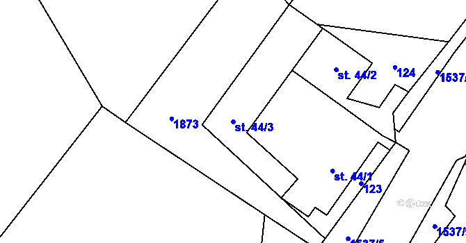 Parcela st. 44/3 v KÚ Rychnov, Katastrální mapa