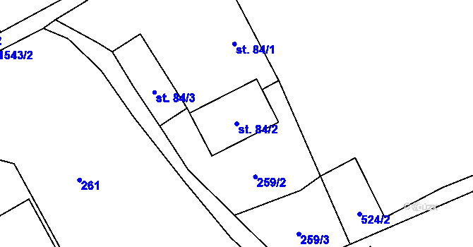 Parcela st. 84/2 v KÚ Rychnov, Katastrální mapa