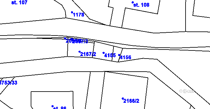 Parcela st. 2167/1 v KÚ Rychnov na Moravě, Katastrální mapa