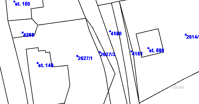Parcela st. 2627/3 v KÚ Rychnov na Moravě, Katastrální mapa