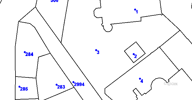 Parcela st. 3 v KÚ Rychnov nad Kněžnou, Katastrální mapa