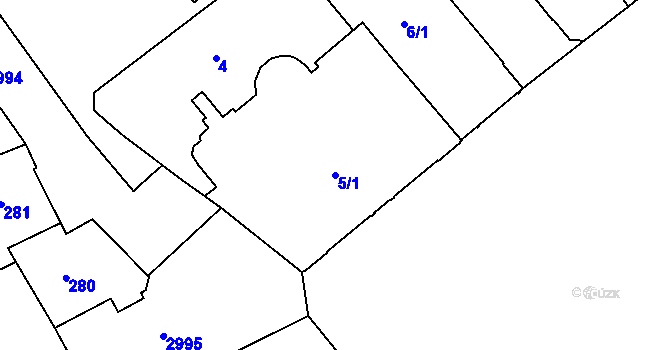Parcela st. 5/1 v KÚ Rychnov nad Kněžnou, Katastrální mapa