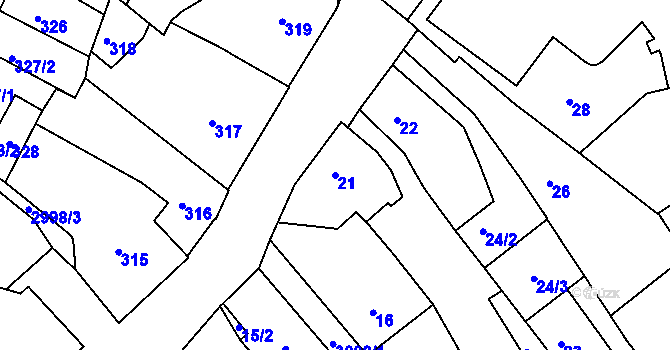 Parcela st. 21 v KÚ Rychnov nad Kněžnou, Katastrální mapa