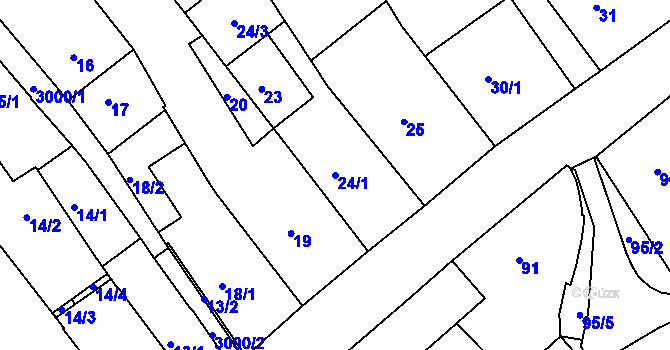 Parcela st. 24/1 v KÚ Rychnov nad Kněžnou, Katastrální mapa