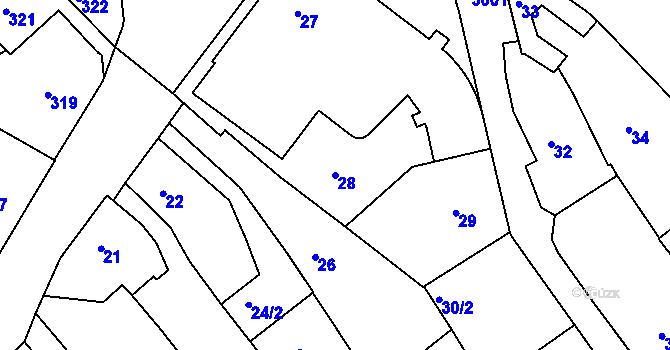 Parcela st. 28 v KÚ Rychnov nad Kněžnou, Katastrální mapa