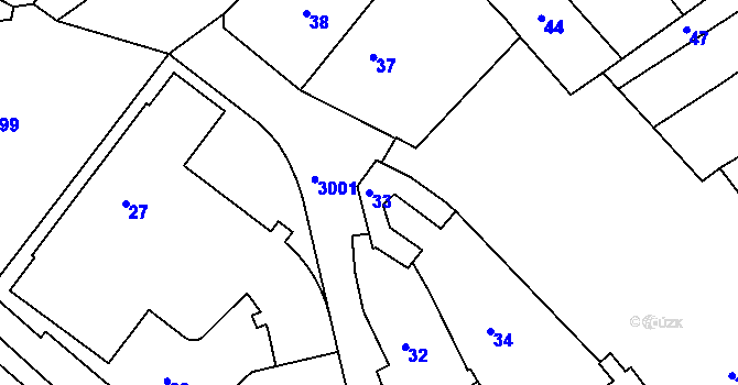 Parcela st. 33 v KÚ Rychnov nad Kněžnou, Katastrální mapa