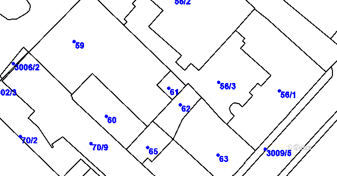 Parcela st. 61 v KÚ Rychnov nad Kněžnou, Katastrální mapa
