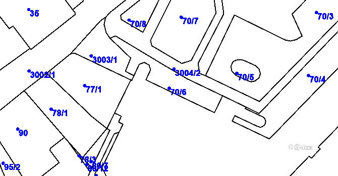 Parcela st. 70/6 v KÚ Rychnov nad Kněžnou, Katastrální mapa
