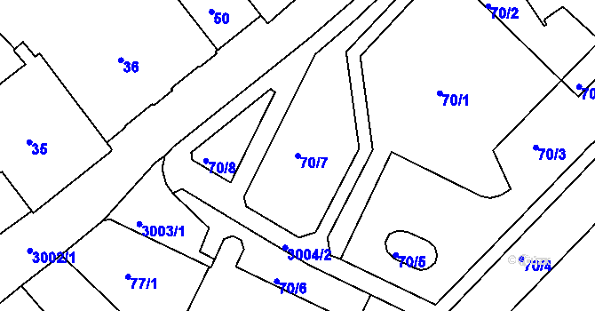 Parcela st. 70/7 v KÚ Rychnov nad Kněžnou, Katastrální mapa