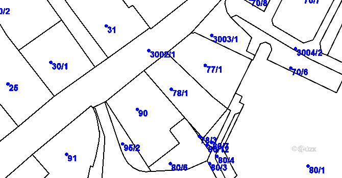 Parcela st. 78/1 v KÚ Rychnov nad Kněžnou, Katastrální mapa