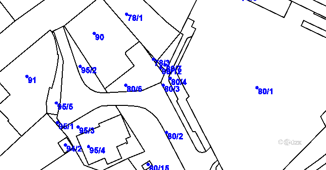 Parcela st. 80/3 v KÚ Rychnov nad Kněžnou, Katastrální mapa