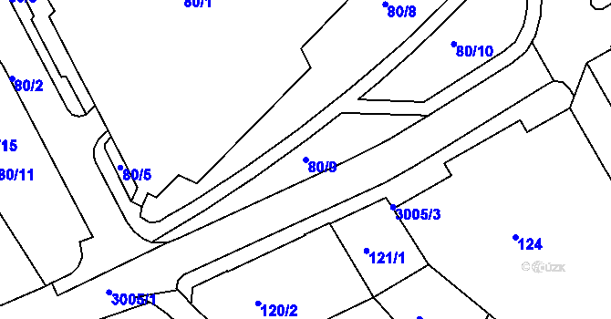 Parcela st. 80/9 v KÚ Rychnov nad Kněžnou, Katastrální mapa
