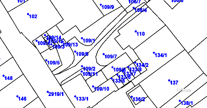Parcela st. 109/7 v KÚ Rychnov nad Kněžnou, Katastrální mapa