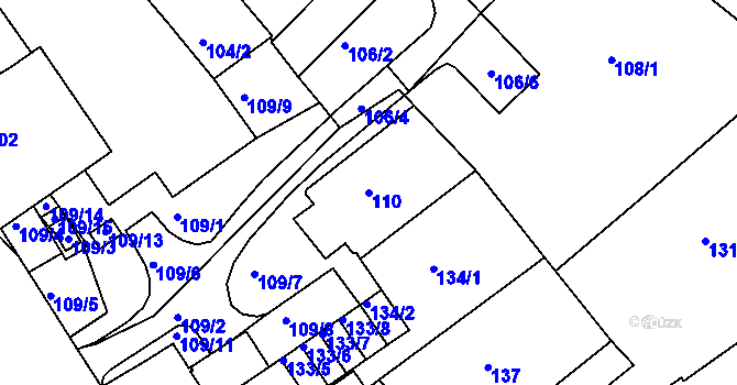 Parcela st. 110 v KÚ Rychnov nad Kněžnou, Katastrální mapa