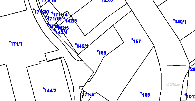 Parcela st. 166 v KÚ Rychnov nad Kněžnou, Katastrální mapa