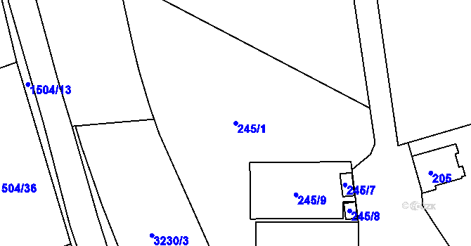 Parcela st. 245/1 v KÚ Rychnov nad Kněžnou, Katastrální mapa
