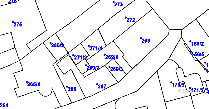 Parcela st. 269/1 v KÚ Rychnov nad Kněžnou, Katastrální mapa