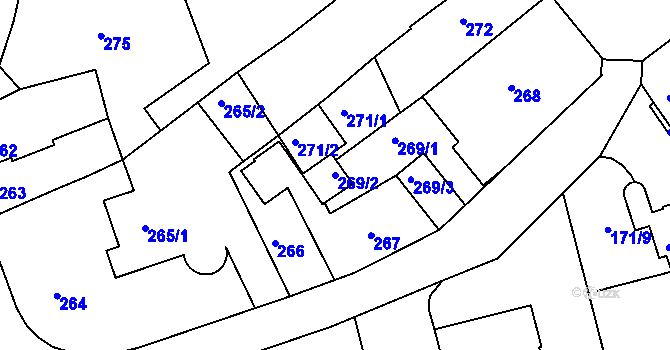 Parcela st. 269/2 v KÚ Rychnov nad Kněžnou, Katastrální mapa