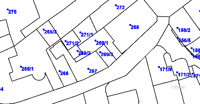 Parcela st. 269/3 v KÚ Rychnov nad Kněžnou, Katastrální mapa