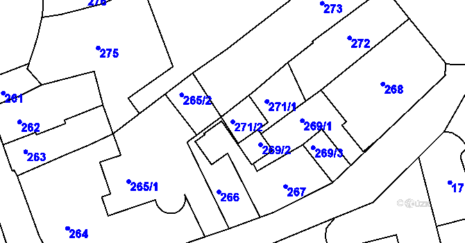 Parcela st. 271/2 v KÚ Rychnov nad Kněžnou, Katastrální mapa