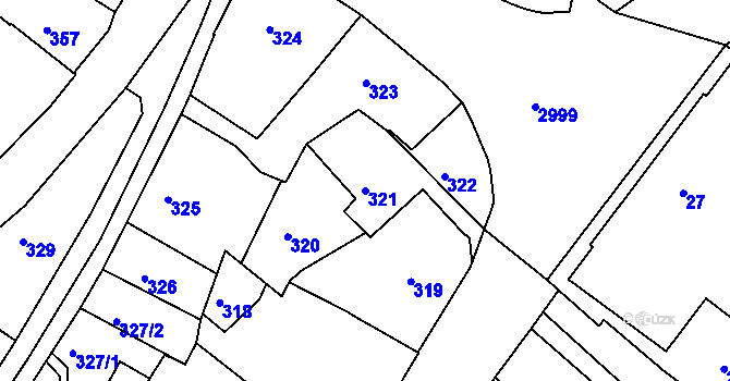 Parcela st. 321 v KÚ Rychnov nad Kněžnou, Katastrální mapa