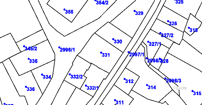 Parcela st. 331 v KÚ Rychnov nad Kněžnou, Katastrální mapa