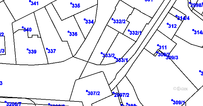 Parcela st. 333/2 v KÚ Rychnov nad Kněžnou, Katastrální mapa