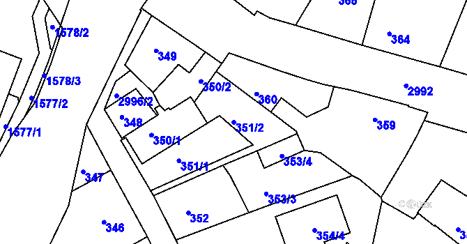 Parcela st. 351/2 v KÚ Rychnov nad Kněžnou, Katastrální mapa