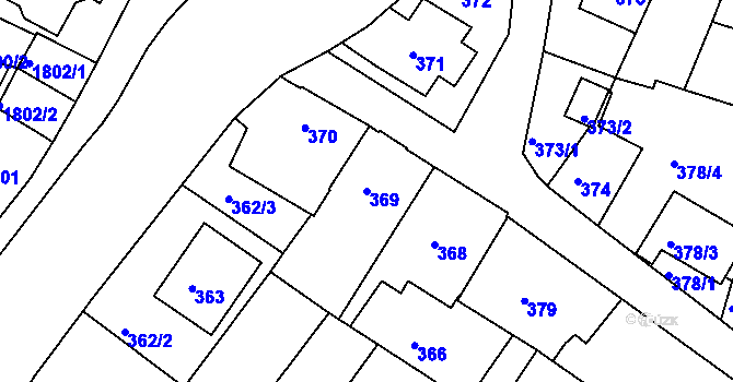 Parcela st. 369 v KÚ Rychnov nad Kněžnou, Katastrální mapa