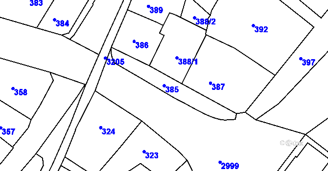 Parcela st. 385 v KÚ Rychnov nad Kněžnou, Katastrální mapa