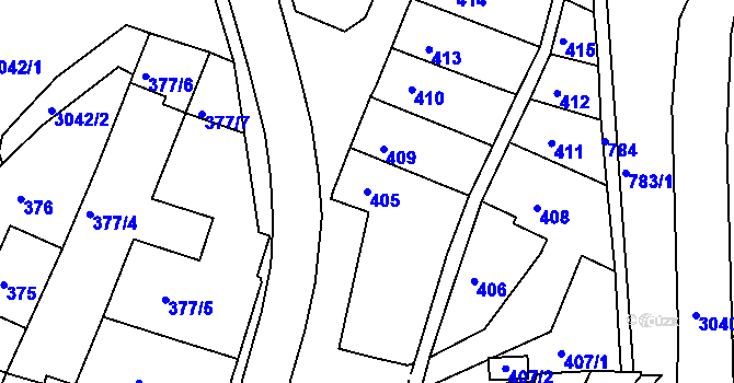 Parcela st. 405 v KÚ Rychnov nad Kněžnou, Katastrální mapa