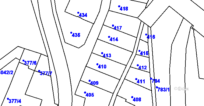 Parcela st. 413 v KÚ Rychnov nad Kněžnou, Katastrální mapa