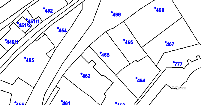Parcela st. 465 v KÚ Rychnov nad Kněžnou, Katastrální mapa