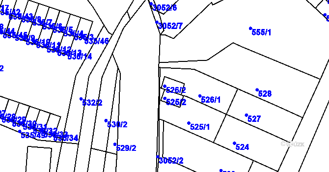 Parcela st. 526/2 v KÚ Rychnov nad Kněžnou, Katastrální mapa