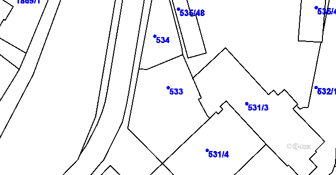 Parcela st. 533 v KÚ Rychnov nad Kněžnou, Katastrální mapa