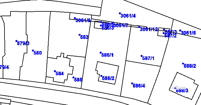 Parcela st. 586/1 v KÚ Rychnov nad Kněžnou, Katastrální mapa