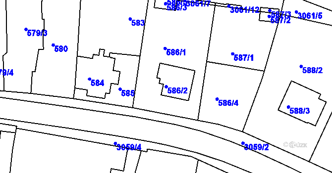 Parcela st. 586/2 v KÚ Rychnov nad Kněžnou, Katastrální mapa
