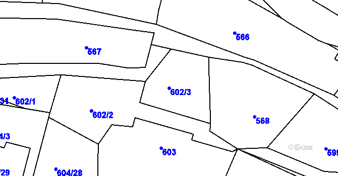 Parcela st. 602/3 v KÚ Rychnov nad Kněžnou, Katastrální mapa