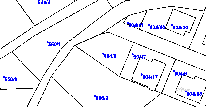 Parcela st. 604/8 v KÚ Rychnov nad Kněžnou, Katastrální mapa