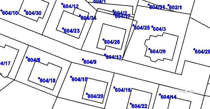 Parcela st. 604/13 v KÚ Rychnov nad Kněžnou, Katastrální mapa
