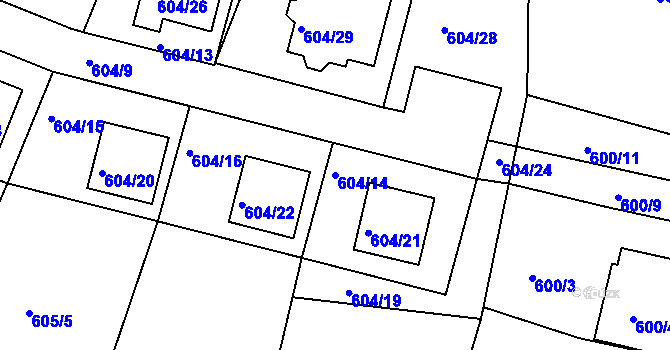 Parcela st. 604/14 v KÚ Rychnov nad Kněžnou, Katastrální mapa
