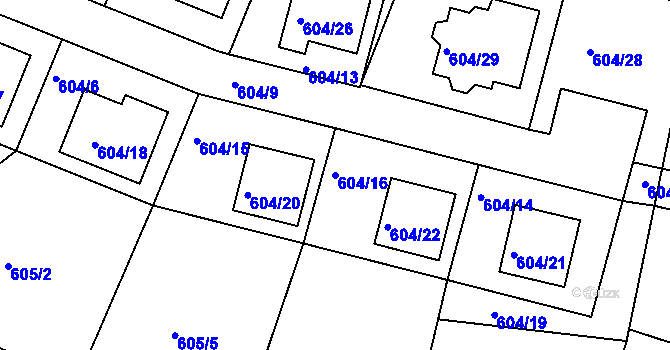 Parcela st. 604/16 v KÚ Rychnov nad Kněžnou, Katastrální mapa