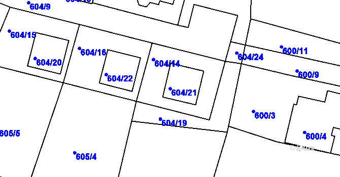 Parcela st. 604/21 v KÚ Rychnov nad Kněžnou, Katastrální mapa