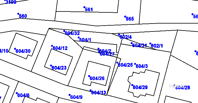 Parcela st. 604/27 v KÚ Rychnov nad Kněžnou, Katastrální mapa