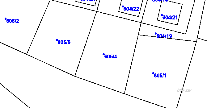 Parcela st. 605/4 v KÚ Rychnov nad Kněžnou, Katastrální mapa