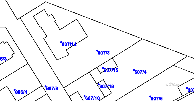 Parcela st. 607/3 v KÚ Rychnov nad Kněžnou, Katastrální mapa