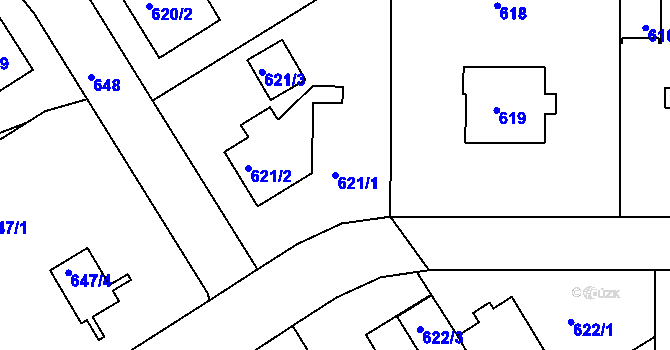 Parcela st. 621/1 v KÚ Rychnov nad Kněžnou, Katastrální mapa
