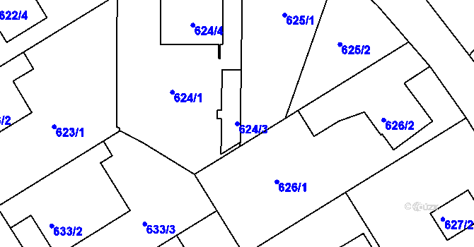 Parcela st. 624/3 v KÚ Rychnov nad Kněžnou, Katastrální mapa