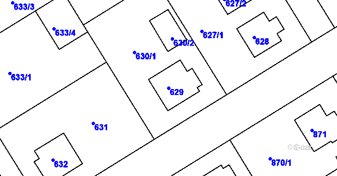 Parcela st. 629 v KÚ Rychnov nad Kněžnou, Katastrální mapa